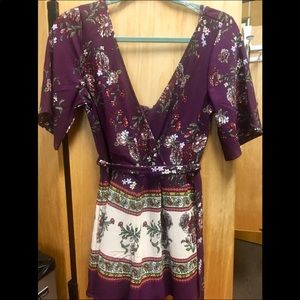 Wine Colored Floral Romper